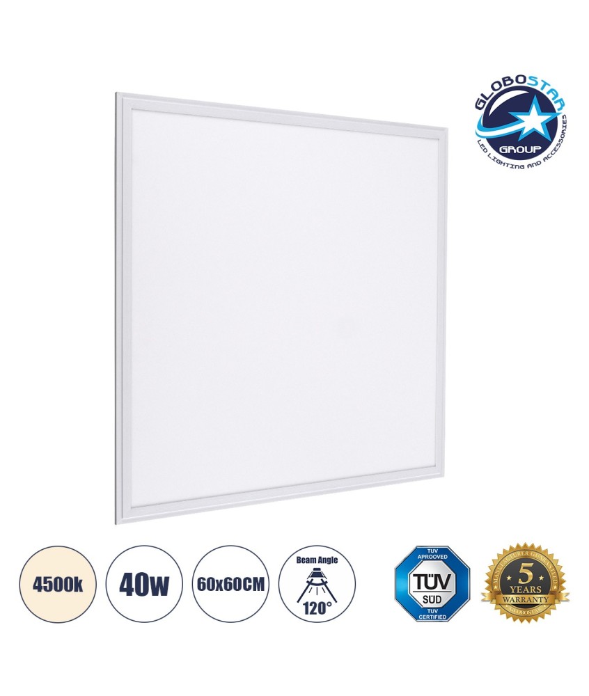 GLOBOSTAR® PANELETI 60207-1 Χωνευτό Panel Οροφής 60x60 LED 40W 3800lm 120° UGR 19 AC 220-240V IP20 Φυσικό Λευκό 4500K - Lumileds SMD Chip & TÜV SÜD Driver - Λευκό Γαλακτερό - Μ60 x Π60 x Υ1.5cm - Q56 x 56cm - 5 Χρόνια Εγγύηση